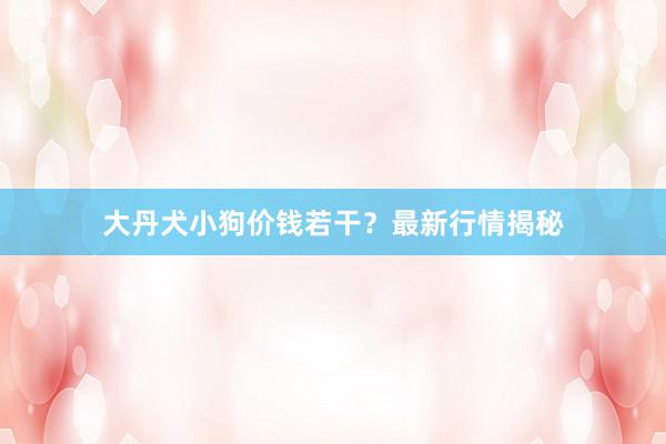 大丹犬小狗价钱若干？最新行情揭秘